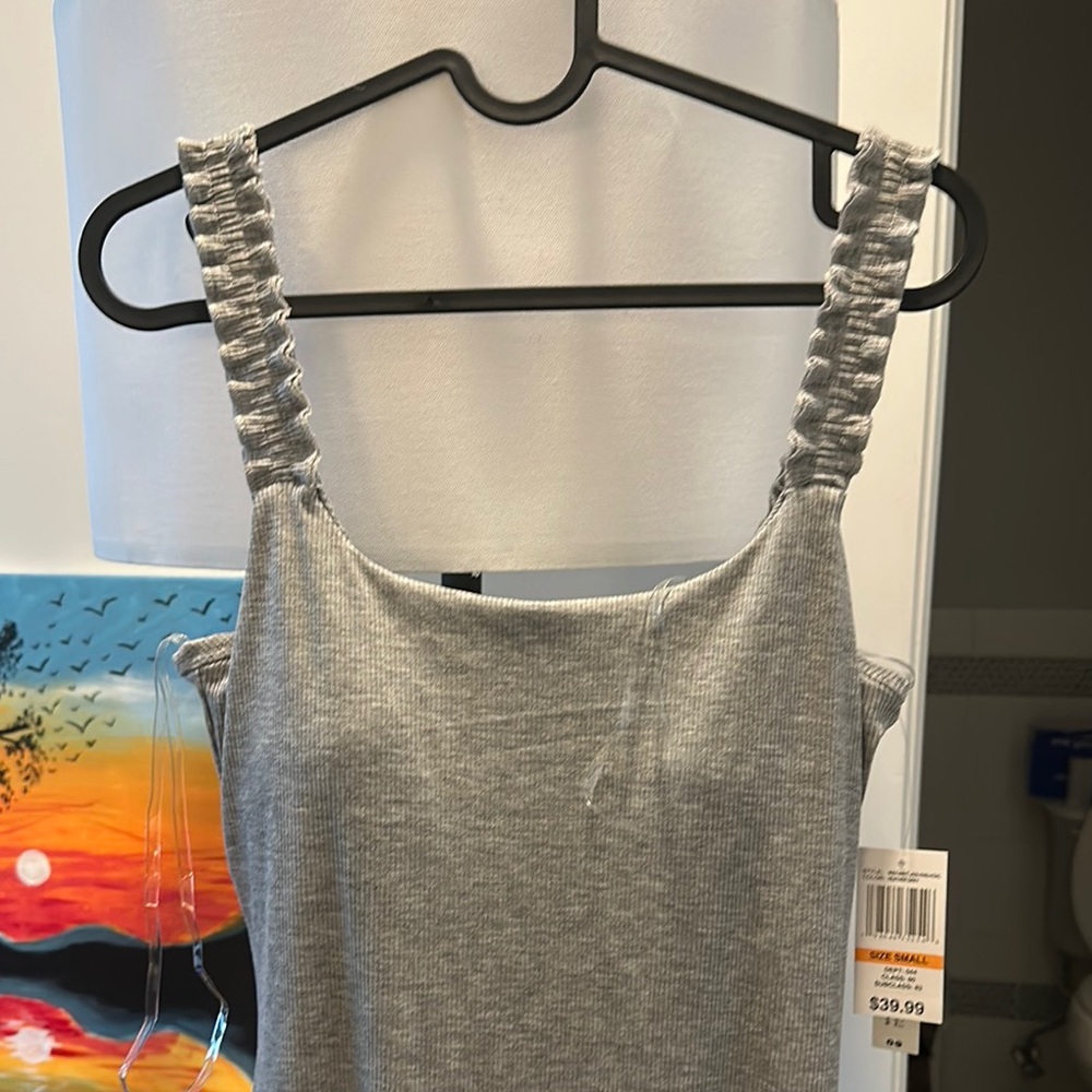 Wallflower Gray Ruched Sleeveless Midi Dress